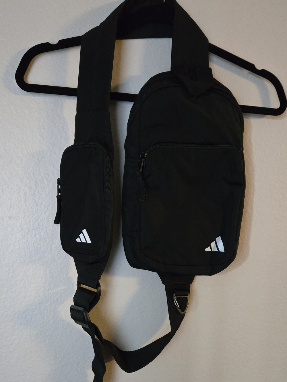 Adidas Sling Crossbody Bag Black Polyester Adjustable Unisex